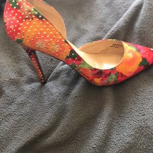 Floral studded heels
